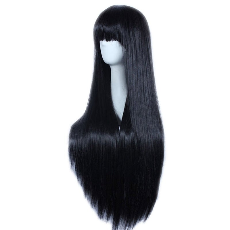 Akstore Wigs 32 inch Long Straight Anime Fashion Women's Cosplay Wig(Black) - Image 5